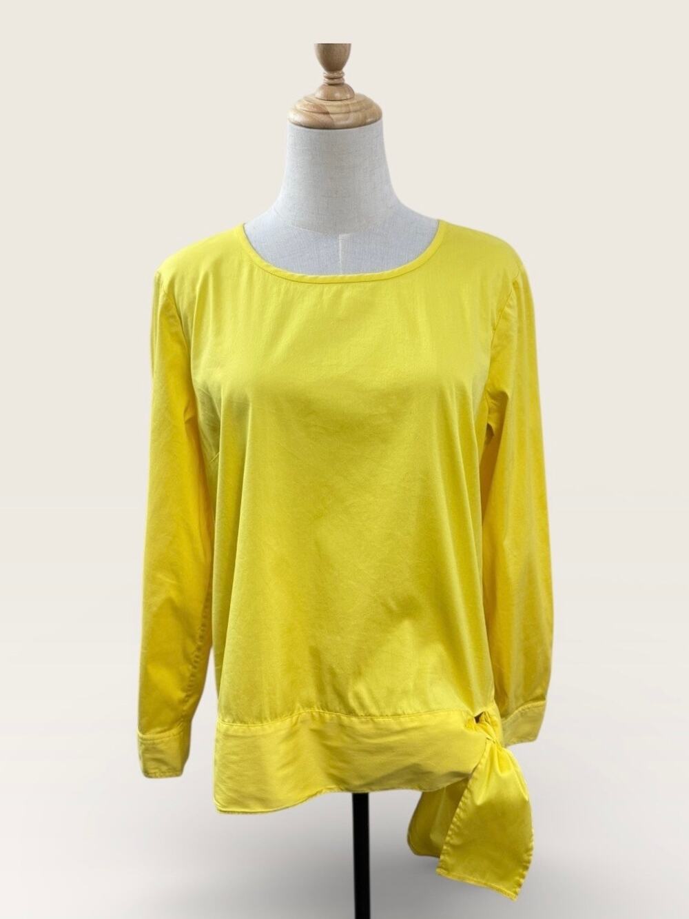 Talbots Yellow Tunic with Side Darts, Waistband and Tie, Size M